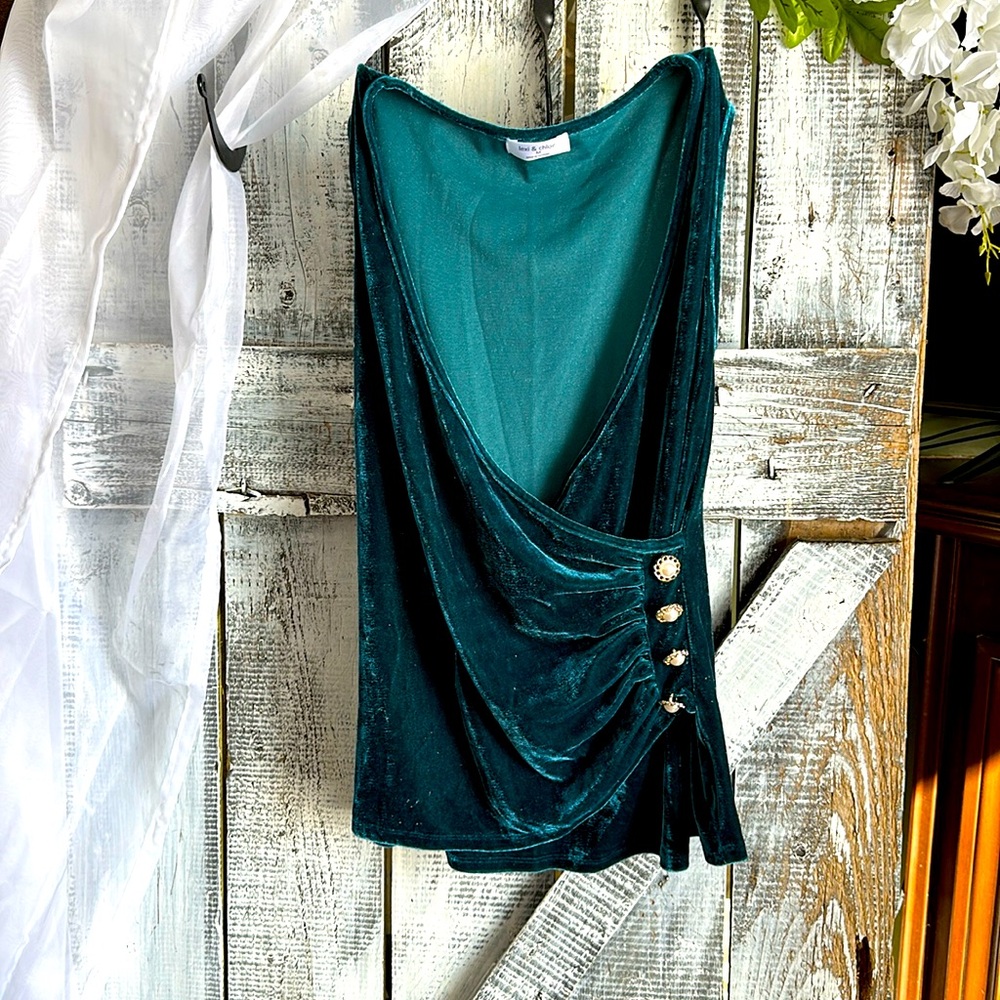 Turquoise, velvet tank top.